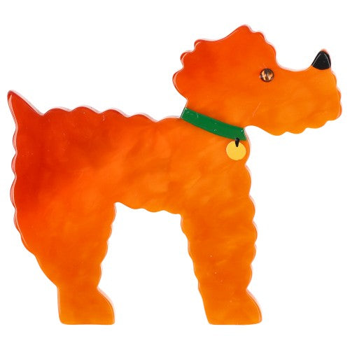 Orange Kaoba Poodle Dog Brooch