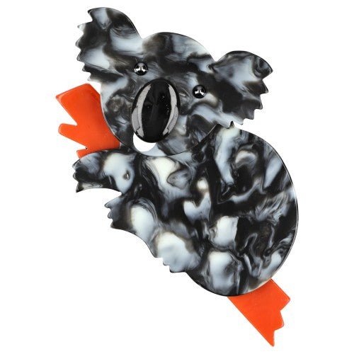 Speckled Grey and Orange Koala Brooch - Galalith – Vintage Jewelry - handcrafted by Pavone by Pavone