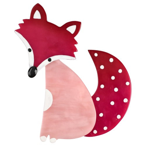 Cyclamen and Light Pink with dots Ladyfox Fox Brooch