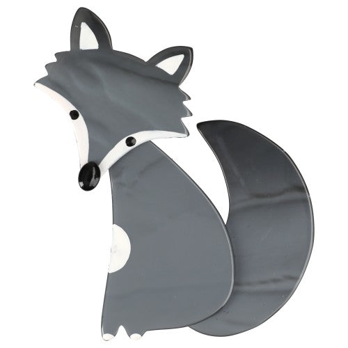 Grey Ladyfox Fox Brooch