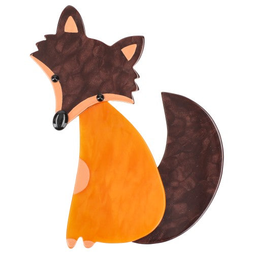 Orange and Chocolate Ladyfox Fox Brooch