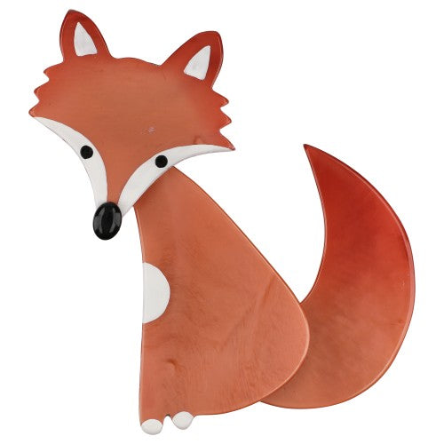 Orange-pink Ladyfox Fox Brooch