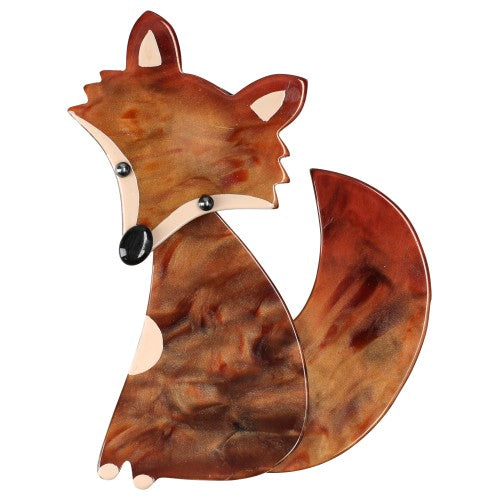 Pearly Ginger Brown Ladyfox Fox Brooch