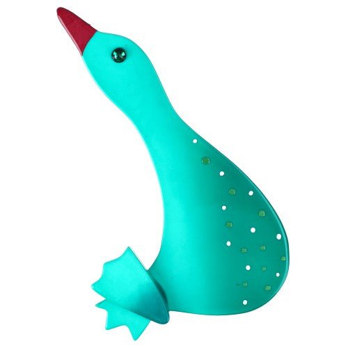 Lagoon Green Goose Brooch (small model) - Galalith – Vintage Jewelry - handcrafted by Pavone by Pavone