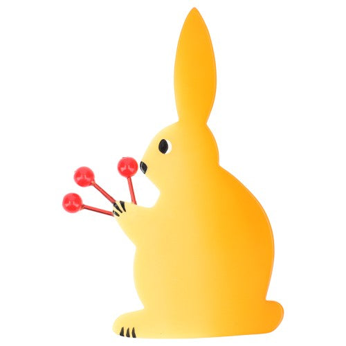 Lemon Yellow and Red Flower Rabbit Brooch