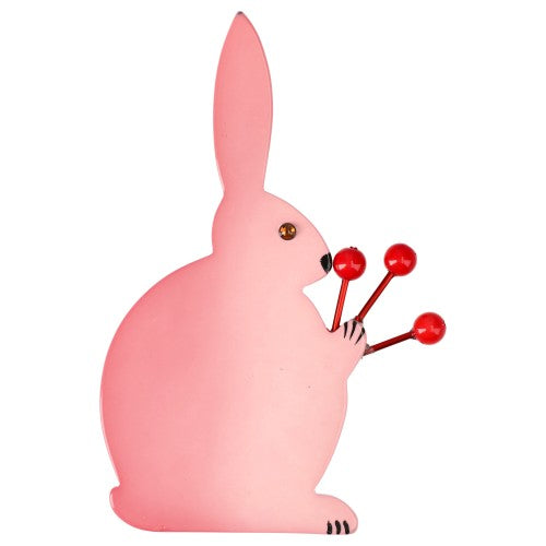 Light Pink and Red Flower Rabbit Brooch