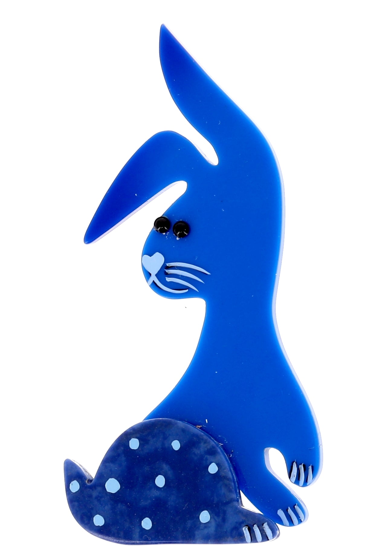 Cobalt Blue Lulu Rabbit Brooch in galalith