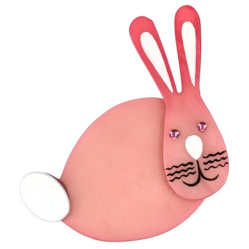 Pink and White Pumpkin Rabbit Brooch - Galalith – Vintage Jewelry - handcrafted by Pavone by Pavone