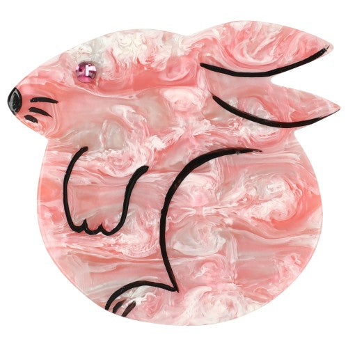 Boreal Pink Round Rabbit Brooch (little one)