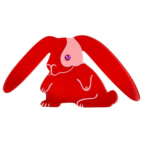Red Toby Rabbit Brooch