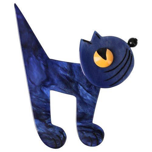 Lapis Lazuli Blue Musico Cat Brooch - Galalith – Vintage Jewelry - handcrafted by Pavone by Pavone