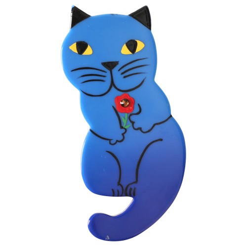 Indigo Blue Leon Cat Brooch