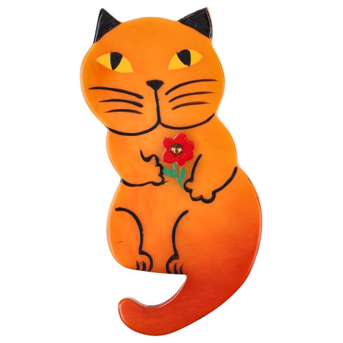Orange Leon Cat  Brooch
