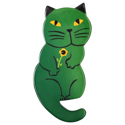 Fern Green Leon Cat Brooch