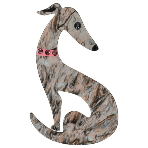 Beige Agate Greyhound Dog Brooch