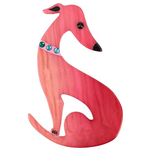 Pink Greyhound Dog Brooch