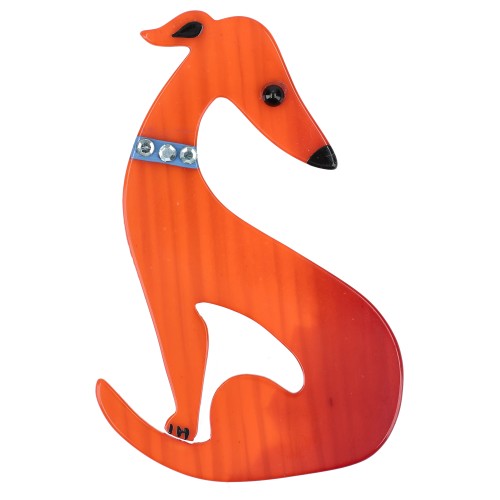 Orange Greyhound Dog Brooch