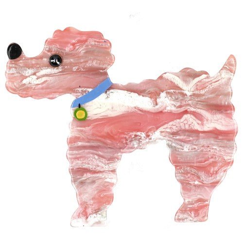 Light Boreal Pink Kaoba Poodle Dog Brooch - Galalith – Vintage Jewelry - handcrafted by Pavone by Pavone