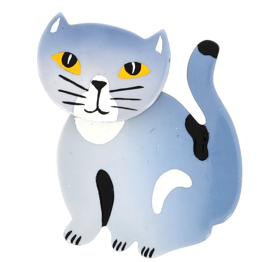Light Grey Gandou Cat Brooch (small size) - Galalith – Vintage Jewelry - handcrafted by Pavone by Pavone