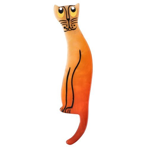 Light Orange Spaghetto Cat Brooch Left (small Size) - Galalith – Vintage Jewelry - handcrafted by Pavone by Pavone
