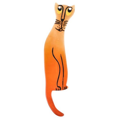 Light Orange Spaghetto Cat Brooch Right (small Size) - Galalith – Vintage Jewelry - handcrafted by Pavone by Pavone