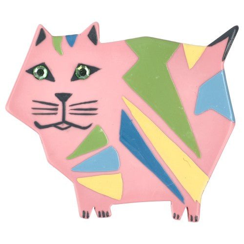 Light Pink African Cat Brooch - Galalith – Vintage Jewelry - handcrafted by Pavone by Pavone