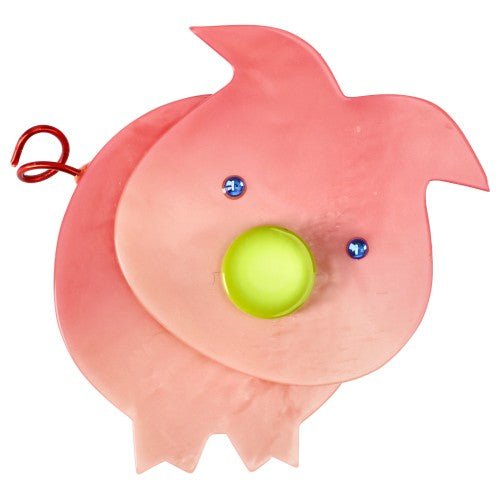 Light Pink and Anise Pig Brooch GM - Galalith – Vintage Jewelry - handcrafted by Pavone by Pavone