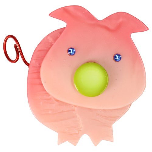 Light Pink and Anise Pig Brooch MM - Galalith – Vintage Jewelry - handcrafted by Pavone by Pavone