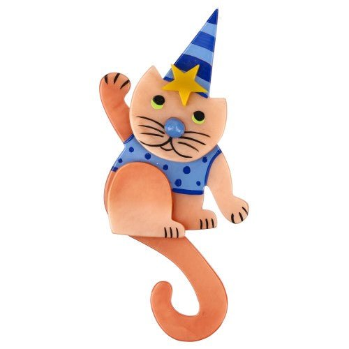 Light Pink and blue Mikado Cat Brooch - Galalith – Vintage Jewelry - handcrafted by Pavone by Pavone
