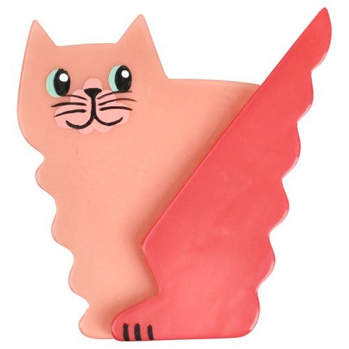 Light Pink and Candy Pink Wavoo Cat Brooch - Galalith – Vintage Jewelry - handcrafted by Pavone by Pavone