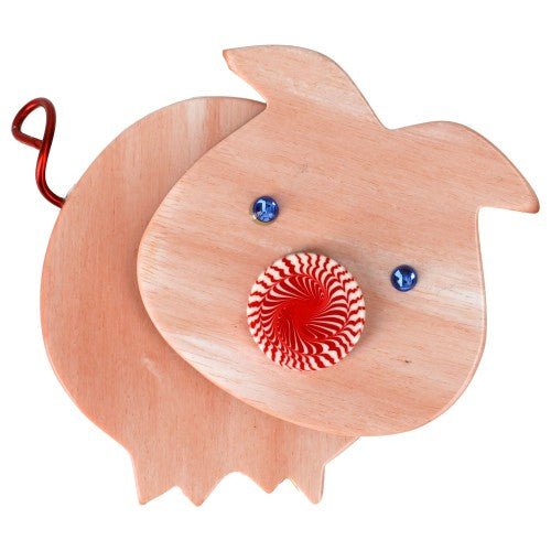 Light Pink and red Pig Brooch MM - Galalith – Vintage Jewelry - handcrafted by Pavone by Pavone