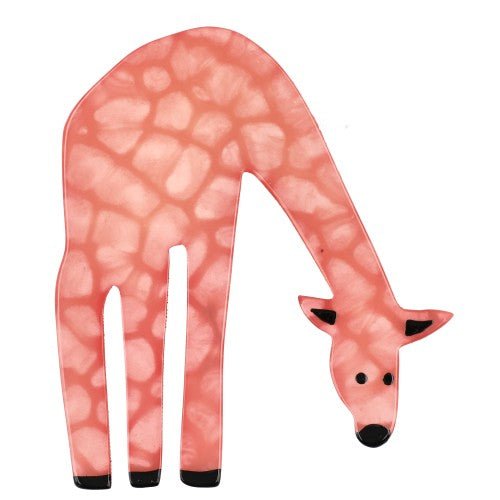 Light Pink Giraffe Brooch in Crocodile Skin Pattern Material - Galalith – Vintage Jewelry - handcrafted by Pavone by Pavone