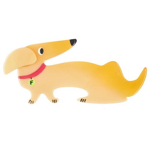 Light Yellow Dachshund Fifi Dog Brooch - Galalith – Vintage Jewelry - handcrafted by Pavone by Pavone