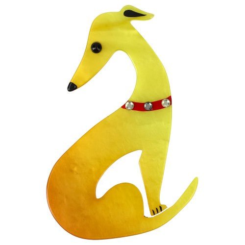 Light Yellow Greyhound Dog Brooch - Galalith – Vintage Jewelry - handcrafted by Pavone by Pavone