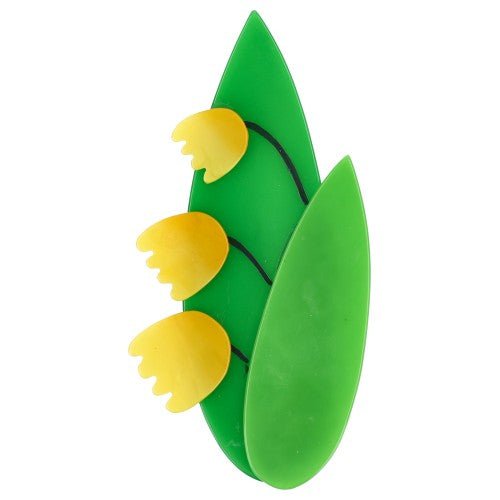 Light Yellow Lily of the Valley Flower Brooch (yellow, mint, anise Green) - Galalith – Vintage Jewelry - handcrafted by Pavone by Pavone