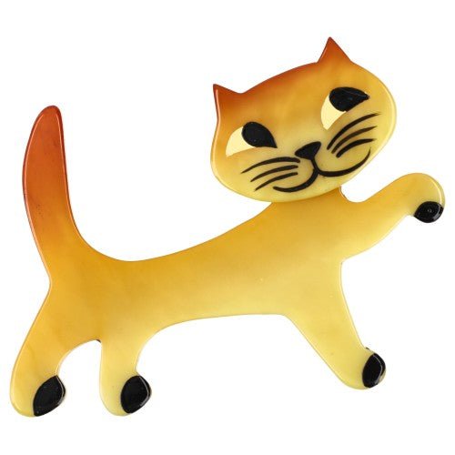 Light Yellow Titi Cat Brooch - Galalith – Vintage Jewelry - handcrafted by Pavone by Pavone
