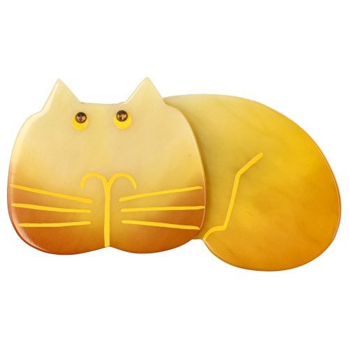 Light Yellow Tommy Cat Brooch - Galalith – Vintage Jewelry - handcrafted by Pavone by Pavone