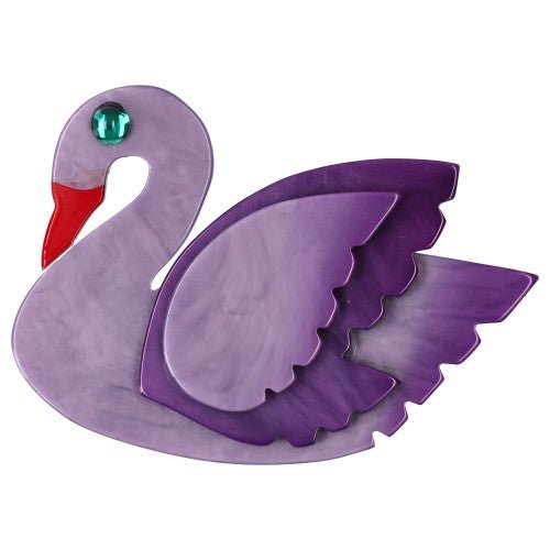 Lilac and Purple Swan Bird Brooch - Galalith – Vintage Jewelry - handcrafted by Pavone by Pavone