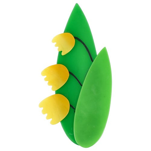 Light Yellow Lily of the Valley Flower Brooch (yellow, mint, anise Green)
