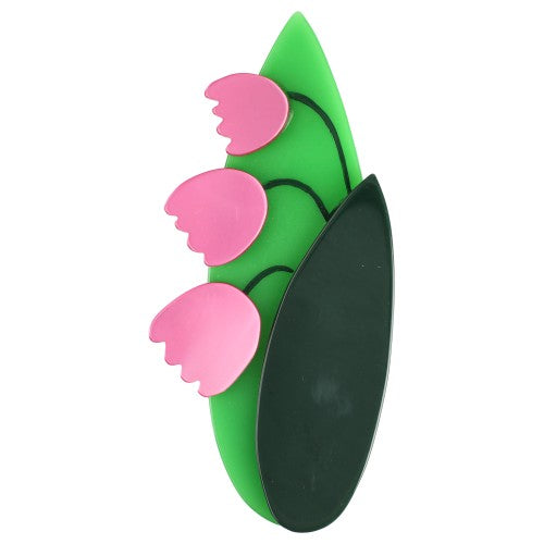 Pearly Pink Lily of the Valley Flower Brooch (pink, mint, fir Green)