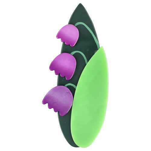 Purple, Fir and Anise Green Lily of the Valley Flower Brooch