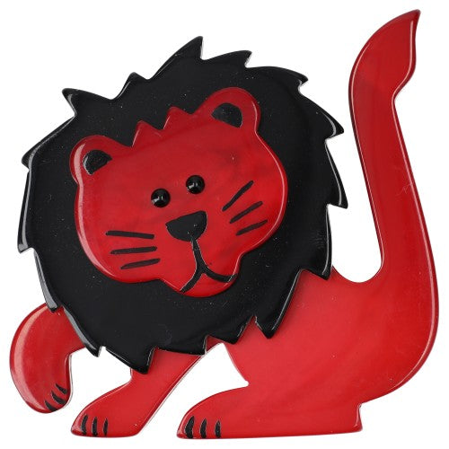 Red and Black Leo Lion Brooch