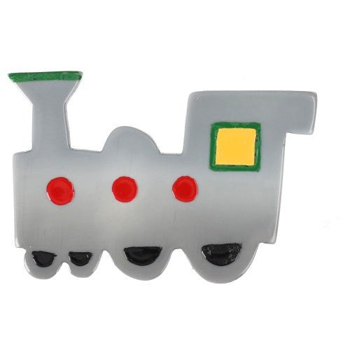 Light Grey Locomotive Brooch (Mini Brooch) - Galalith – Vintage Jewelry - handcrafted by Pavone by Pavone