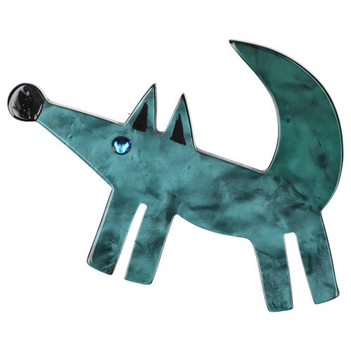 Emerald Green Isengrin Wolf Brooch (small size) 