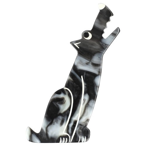 Marble Grey Kyaya Wolf Brooch