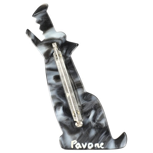 Marble Grey Kyaya Wolf Brooch Back Side