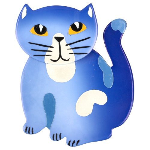 Majorelle Blue Gandou Cat Brooch (small size) - Galalith – Vintage Jewelry - handcrafted by Pavone by Pavone