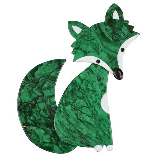 Malachite Green Ladyfox Fox Brooch - Galalith – Vintage Jewelry - handcrafted by Pavone by Pavone