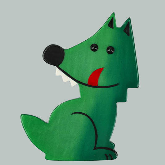 Malachite Green Werewolf Wolf Brooch (large size) - Galalith – Vintage Jewelry - handcrafted by Pavone by Pavone