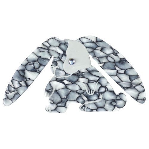 Marbled Gray Toby Rabbit Brooch - Galalith – Vintage Jewelry - handcrafted by Pavone by Pavone